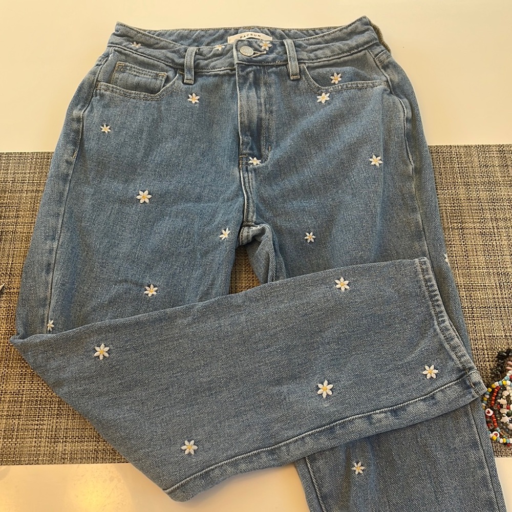 pacsun flower embroidered mom jeans